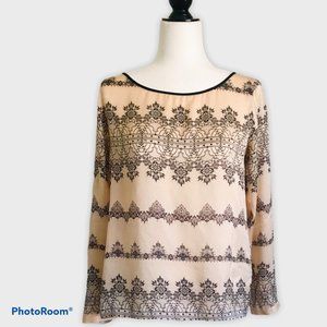 Club Monaco Printed Pink Silk Blouse